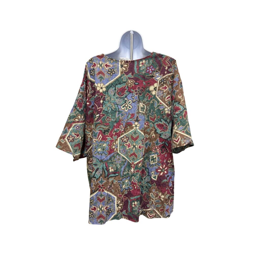 VTG Cotton Button Top Made in USA 100% Cotton Earthy Boho Pattern Size 30 4X - Picture 3 of 4